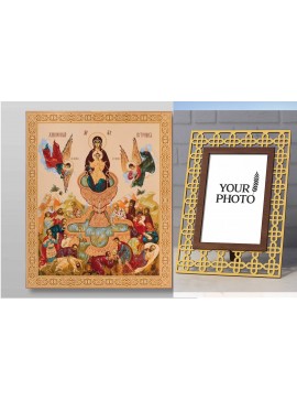 Εικόνα Ορθοδοξίας Πολυτελείας  με  σχεδιο Σταυρούς μαζι με  Βάση σε  8 χρώματα με περίγραμμα χρυσό σε ξύλο Plywood (Πλακάζ)   με  βάση Εικόνα της Θεοτόκου Ζωοδόχου Πηγής Χειροποίητη Ελληνορθόδοξη , Κρεμαστή πλάκα βυζαντινής τέχνης, χριστιανική τέχνη Διάστ