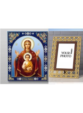 Εικόνα Ορθοδοξίας Πολυτελείας  με  σχεδιο Σταυρούς μαζι με  Βάση σε  8 χρώματα με περίγραμμα χρυσό σε ξύλο Plywood (Πλακάζ)   με  βάση Εικόνα της Μητέρας του Θεού, του Σημαδίου Χειροποίητη Ελληνορθόδοξη , Κρεμαστή πλάκα βυζαντινής τέχνης, χριστιανική τέχν