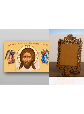 Εικόνα Ορθοδοξίας Δαντέλα μαζι με  Βάση σε  8 χρώματα με περίγραμμα χρυσό σε ξύλο Plywood (Πλακάζ)   με  βάση Το Savior Not Made by Hands Χειροποίητη Ελληνορθόδοξη , Κρεμαστή πλάκα βυζαντινής τέχνης, χριστιανική τέχνη Διάσταση 40x30 cm (15,8 x 11,8 ίντσες