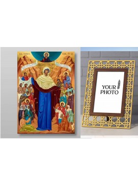 Εικόνα Ορθοδοξίας Πολυτελείας  με  σχεδιο Σταυρούς μαζι με  Βάση σε  8 χρώματα με περίγραμμα χρυσό σε ξύλο Plywood (Πλακάζ)   με  βάση The Mother of God Joy of All Who Sorrow Χειροποίητη Ελληνορθόδοξη , Κρεμαστή πλάκα βυζαντινής τέχνης, χριστιανική τέχνη 