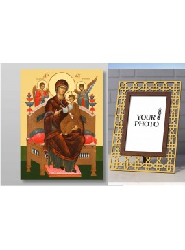 Εικόνα Ορθοδοξίας Πολυτελείας  με  σχεδιο Σταυρούς μαζι με  Βάση σε  8 χρώματα με περίγραμμα χρυσό σε ξύλο Plywood (Πλακάζ)   με  βάση The Mother of God Queen of All, Pantanassa Χειροποίητη Ελληνορθόδοξη , Κρεμαστή πλάκα βυζαντινής τέχνης, χριστιανική τέχ