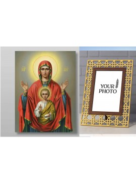 Εικόνα Ορθοδοξίας Πολυτελείας  με  σχεδιο Σταυρούς μαζι με  Βάση σε  8 χρώματα με περίγραμμα χρυσό σε ξύλο Plywood (Πλακάζ)   με  βάση Εικόνα της Μητέρας του Θεού, του Σημαδίου Χειροποίητη Ελληνορθόδοξη , Κρεμαστή πλάκα βυζαντινής τέχνης, χριστιανική τέχν