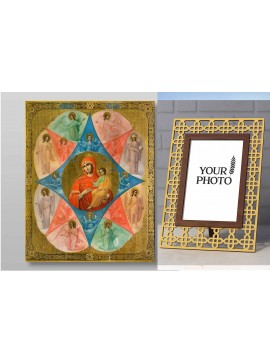 Εικόνα Ορθοδοξίας Πολυτελείας  με  σχεδιο Σταυρούς μαζι με  Βάση σε  8 χρώματα με περίγραμμα χρυσό σε ξύλο Plywood (Πλακάζ)   με  βάση Το Burning Bush Icon of the Mother of God Χειροποίητη Ελληνορθόδοξη , Κρεμαστή πλάκα βυζαντινής τέχνης, χριστιανική τέχν