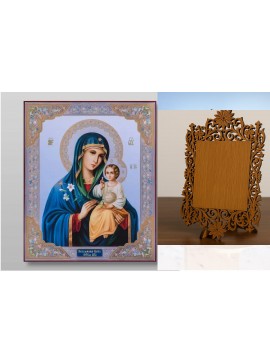 Σετ 2 τεμαχίων – Εικόνα Ορθοδοξίας Δαντέλα μαζι με  Βάση σε  8 χρώματα με περίγραμμα χρυσό σε ξύλο Plywood (Πλακάζ)   με  βάση Unfading Flower Icon of the Mother of God Χειροποίητη Ελληνορθόδοξη , Κρεμαστή πλάκα βυζαντινής τέχνης, χριστιανική τέχνη Διάστα