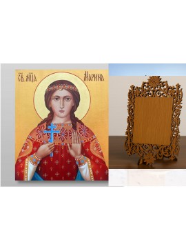 Εικόνα Ορθοδοξίας Δαντέλα μαζι με  Βάση σε  8 χρώματα με περίγραμμα χρυσό σε ξύλο Plywood (Πλακάζ)   με  βάση Αγίας Μαρίνας Χειροποίητη Ελληνορθόδοξη , Κρεμαστή πλάκα βυζαντινής τέχνης, χριστιανική τέχνη Διάσταση 50x40 cm (19,7 x 15,8 ίντσες) INTRAEKkadro