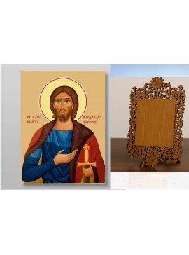 Σετ 2 τεμαχίων – Εικόνα Ορθοδοξίας Δαντέλα μαζι με  Βάση σε  8 χρώματα με περίγραμμα χρυσό σε ξύλο Plywood (Πλακάζ)   με  βάση Alexander Nevsky holy noble prince Χειροποίητη Ελληνορθόδοξη , Κρεμαστή πλάκα βυζαντινής τέχνης, χριστιανική τέχνη Διάσταση 26x2