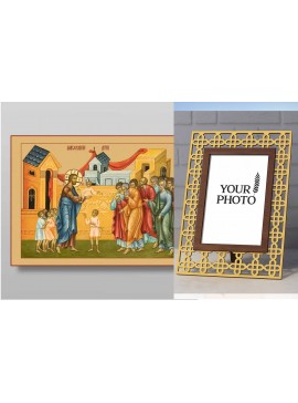 Εικόνα Ορθοδοξίας Πολυτελείας  με  σχεδιο Σταυρούς μαζι με  Βάση σε  8 χρώματα με περίγραμμα χρυσό σε ξύλο Plywood (Πλακάζ)   με  βάση Ευλογία Παίδων, Χειροποίητη Ελληνορθόδοξη , Κρεμαστή πλάκα βυζαντινής τέχνης, χριστιανική τέχνη Διάσταση 50x40 cm (19,7 