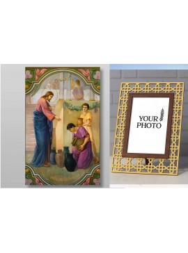 Σετ 2 τεμαχίων – Εικόνα Ορθοδοξίας Πολυτελείας  με  σχεδιο Σταυρούς μαζι με  Βάση σε  8 χρώματα με περίγραμμα χρυσό σε ξύλο Plywood (Πλακάζ)   με  βάση Θαύμα στην Κανά της Γαλιλαίας Χειροποίητη Ελληνορθόδοξη , Κρεμαστή πλάκα βυζαντινής τέχνης, χριστιανική