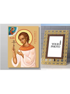 Εικόνα Ορθοδοξίας Πολυτελείας  με  σχεδιο Σταυρούς μαζι με  Βάση σε  8 χρώματα με περίγραμμα χρυσό σε ξύλο Plywood (Πλακάζ)   με  βάση Gabriel Martyr of Bialystok, Χειροποίητη Ελληνορθόδοξη , Κρεμαστή πλάκα βυζαντινής τέχνης, χριστιανική τέχνη Διάσταση 50