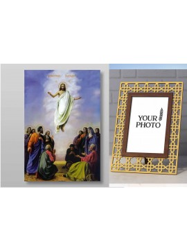 Εικόνα Ορθοδοξίας Πολυτελείας  με  σχεδιο Σταυρούς μαζι με  Βάση σε  8 χρώματα με περίγραμμα χρυσό σε ξύλο Plywood (Πλακάζ)   με  βάση Η Ανάληψη του Κυρίου μας Ιησού Χριστού, Χειροποίητη Ελληνορθόδοξη , Κρεμαστή πλάκα βυζαντινής τέχνης, χριστιανική τέχνη 