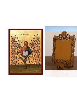 Εικόνα Ορθοδοξίας Δαντέλα μαζι με  Βάση σε  8 χρώματα με περίγραμμα χρυσό σε ξύλο Plywood (Πλακάζ)   με  βάση Ιησούς Χριστός Η αληθινή εικόνα αμπέλου, χειροποίητη ελληνορθόδοξη εικόνα του Ιησού Χριστού, επιτοίχια πλάκα βυζαντινής τέχνης, χριστιανικό δώρο 