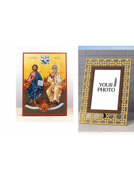 Εικόνα Ορθοδοξίας Πολυτελείας  με  σχεδιο Σταυρούς μαζι με  Βάση σε  8 χρώματα με περίγραμμα χρυσό σε ξύλο Plywood (Πλακάζ)   με  βάση Αγίας Τριάδας, Ξύλινη Χειροποίητη Εικόνα Ο τοίχος Ελληνικού Premium Βυζαντινού Στυλ Κρεμασμένος σε ξύλινη πλάκα Θρησκευτ