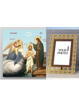 Εικόνα Ορθοδοξίας Πολυτελείας  με  σχεδιο Σταυρούς μαζι με  Βάση σε  8 χρώματα με περίγραμμα χρυσό σε ξύλο Plywood (Πλακάζ)   με  βάση Η Βάπτιση του Ιησού Χριστού στον Ιορδάνη ποταμό, Χειροποίητη Ελληνορθόδοξη , Κρεμαστή πλάκα βυζαντινής τέχνης, χριστιανι