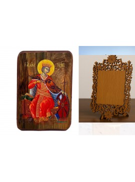 Εικόνα Ορθοδοξίας Δαντέλα μαζι με  Βάση σε  8 χρώματα με περίγραμμα χρυσό σε ξύλο Plywood (Πλακάζ)   με  βάση Μπομπονιέρα Βάπτισης Αγίας Αικατερίνης Σετ 20 τεμαχίων, Εικόνα Βάπτισης, Χειροποίητη Βυζαντινή εικόνα Bomboniera 9x6cm, Χριστιανικό Δώρο Διάσταση
