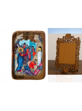 Εικόνα Ορθοδοξίας Δαντέλα μαζι με  Βάση σε  8 χρώματα με περίγραμμα χρυσό σε ξύλο Plywood (Πλακάζ)   με  βάση Μπομπονιέρα Βάπτισης Η Ανάσταση του Λαζάρου Σετ 20 τεμαχίων, Εικόνα Βάπτισης, Χειροποίητη Βυζαντινή εικόνα Bomboniera 9x6cm, Χριστιανικό Δώρο Διά