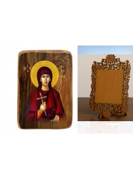 Εικόνα Ορθοδοξίας Δαντέλα μαζι με  Βάση σε  8 χρώματα με περίγραμμα χρυσό σε ξύλο Plywood (Πλακάζ)   με  βάση Μπομπονιέρα Βάπτισης Αγίας Ευδοκίας Σετ 20 τεμαχίων, Εικόνα Βάπτισης, Μπομπονιέρα Χειροποίητη Βυζαντινή εικόνα 9x6cm, Χριστιανικό Δώρο Διάσταση 4