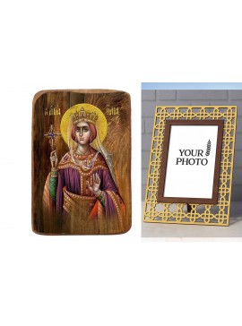 Σετ 2 τεμαχίων – Εικόνα Ορθοδοξίας Πολυτελείας  με  σχεδιο Σταυρούς μαζι με  Βάση σε  8 χρώματα με περίγραμμα χρυσό σε ξύλο Plywood (Πλακάζ)   με  βάση Μπομπονιέρα Βάπτισης Αγίας Όλγας Σετ 20 τεμαχίων, Εικόνα Βάπτισης, Μπομπονιέρα Χειροποίητη Βυζαντινή ει