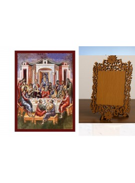 Εικόνα Ορθοδοξίας Δαντέλα μαζι με  Βάση σε  8 χρώματα με περίγραμμα χρυσό σε ξύλο Plywood (Πλακάζ)   με  βάση Εικόνα Χριστός και αμαρτωλή γυναίκα, χειροποίητη ελληνορθόδοξη εικόνα του Ιησού Χριστού, επιτοίχια πλάκα βυζαντινής τέχνης, θρησκευτικό δώρο Διάσ
