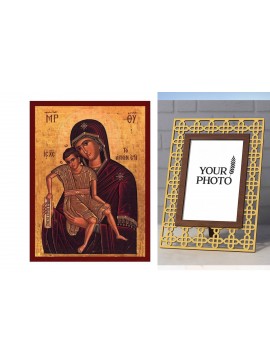 Εικόνα Ορθοδοξίας Πολυτελείας  με  σχεδιο Σταυρούς μαζι με  Βάση σε  8 χρώματα με περίγραμμα χρυσό σε ξύλο Plywood (Πλακάζ)   με  βάση Virgin Mary It Is Truly Meet Icon, Χειροποίητη Ελληνική εικόνα του It Is Truly Meet, επιτοίχια πλάκα βυζαντινής τέχνης, 