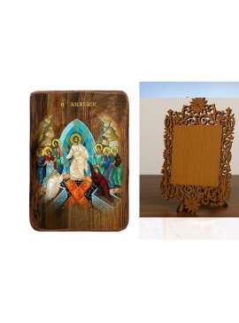 Εικόνα Ορθοδοξίας Δαντέλα μαζι με  Βάση σε  8 χρώματα με περίγραμμα χρυσό σε ξύλο Plywood (Πλακάζ)   με  βάση Μπομπονιέρα Βάπτισης Ανάσταση του Χριστού Σετ 20 τεμαχίων, Εικόνα Βάπτισης, Χειροποίητη Βυζαντινή εικόνα Bomboniera 9x6cm, Χριστιανικό Δώρο Διάστ