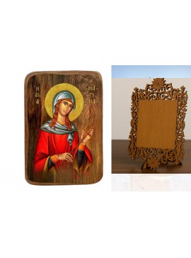 Εικόνα Ορθοδοξίας Δαντέλα μαζι με  Βάση σε  8 χρώματα με περίγραμμα χρυσό σε ξύλο Plywood (Πλακάζ)   με  βάση Μπομπονιέρα Βάπτισης Αγίας Μαρίνας Σετ 20 τεμαχίων, Εικόνα Βάπτισης, Μπομπονιέρα Χειροποίητη Βυζαντινή εικόνα 9x6cm, Χριστιανικό Δώρο Διάσταση 40