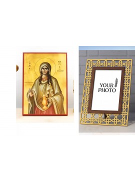 Εικόνα Ορθοδοξίας Πολυτελείας  με  σχεδιο Σταυρούς μαζι με  Βάση σε  8 χρώματα με περίγραμμα χρυσό σε ξύλο Plywood (Πλακάζ)   με  βάση Αγία Μαρία Μαγδαληνή, Ξύλινη Χειροποίητη Εικόνα Ελληνικού Βυζαντινού Στυλ Κρεμαστή σε ξύλινη πλάκα Χειροποίητη Ελληνορθό