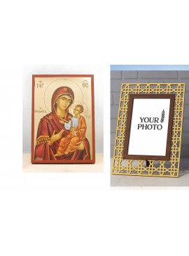 Εικόνα Ορθοδοξίας Πολυτελείας  με  σχεδιο Σταυρούς μαζι με  Βάση σε  8 χρώματα με περίγραμμα χρυσό σε ξύλο Plywood (Πλακάζ)   με  βάση Παναγία Οδηγήτρια "Γρηγορούσα" με τον Ιησού, Ξύλινη Χειροποίητη Εικόνα με Αλουμινόχαρτο Ελληνικής Βυζαντινής Στυλ επιτοί