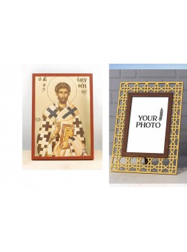 Εικόνα Ορθοδοξίας Πολυτελείας  με  σχεδιο Σταυρούς μαζι με  Βάση σε  8 χρώματα με περίγραμμα χρυσό σε ξύλο Plywood (Πλακάζ)   με  βάση Άγιος Ελευθέριος της Ιλλυρίας, Ξύλινη Χειροποίητη Εικόνα με χρυσό φύλλο Ελληνικού βυζαντινού ύφους επιτοίχια θρησκευτικό