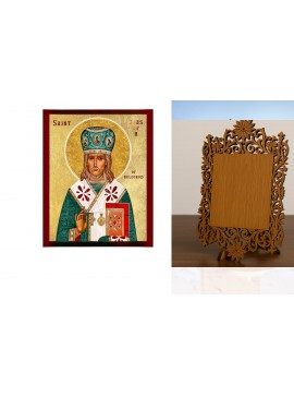 Εικόνα Ορθοδοξίας Δαντέλα μαζι με  Βάση σε  8 χρώματα με περίγραμμα χρυσό σε ξύλο Plywood (Πλακάζ)   με  βάση Εικόνα Αγίου Ιωάσαφ του Μπέλγκοροντ, Χειροποίητη Θρησκευτική Εικόνα Αγίου Ιωάσαφ, Κρεμαστή πλάκα Βυζαντινής Τέχνης, Χριστιανική Θρησκευτική Τέχνη