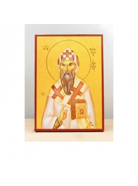 Σετ των 2 Εικόνα Ορθοδοξίας με περίγραμμα χρυσό σε ξύλο Φλαμουρίας  με  βάση Άγιος Κύριλλος Αλεξανδρείας, Ξύλινη Χειροποίητη Εικόνα Ελληνικού Premium Βυζαντινού Στυλ Κρεμασμένη σε ξύλινη πλάκα Χειροποίητη Ελληνορθόδοξη εικόνα του Ιησού Χριστού, Κρεμαστή π