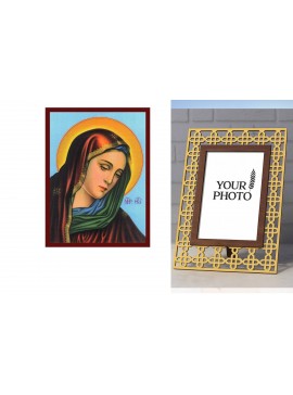 Εικόνα Ορθοδοξίας Πολυτελείας  με  σχεδιο Σταυρούς μαζι με  Βάση σε  8 χρώματα με περίγραμμα χρυσό σε ξύλο Plywood (Πλακάζ)   με  βάση Παναγία των Θλίψεων, Χειροποίητη Βυζαντινή εικόνα Παναγίας Τεθλιμμένης, Παναγία Θρησκευτική τέχνη επιτοίχια πλάκα, χριστ