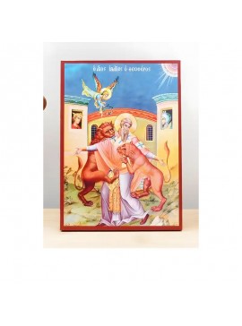 Σετ των 2 Εικόνα Ορθοδοξίας με περίγραμμα χρυσό σε ξύλο Φλαμουρίας  με  βάση Το μαρτύριο του Αγίου Ιγνατίου Αντιοχείας, Ξύλινη Χειροποίητη Εικόνα Ελληνικής Premium Βυζαντινής Στυλ Κρεμαστή σε ξύλινη πλάκα Θρησκευτικό θέμα Χειροποίητη Ελληνορθόδοξη εικόνα 