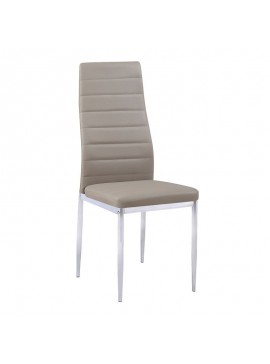 WOODWELL JETTA Καρέκλα Τραπεζαρίας - Κουζίνας, Μέταλλο Χρώμιο, Pvc Cappuccino Full K/D - Συσκ.4 40x50x95cm ΕΜ966Χ,9Κ