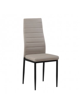 WOODWELL JETTA Καρέκλα Τραπεζαρίας Κουζίνας, Μέταλλο Βαφή Μαύρο, Pvc Cappuccino (Συσκ.6) 40x50x95cm ΕΜ966Β,96