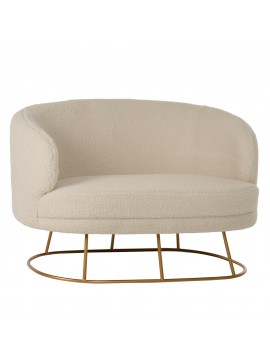 ΚΑΝΑΠΕΣ 2ΘΕΣΙΟΣ ARIEN HM8492.20 ΕΚΡΟΥ ΜΠΟΥΚΛΕ ΥΦΑΣΜΑ ΜΕ ΧΡΥΣΗ ΒΑΣΗ 130x75x85Y εκ.