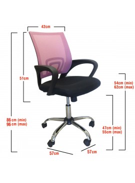 ArteLibre Καρέκλα Γραφείου ΑΛΚΥΟΝΗ Μαύρο/Ροζ 57x57x86-96cm Arte-14240012