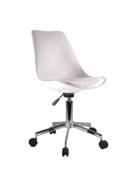 Artelibre Καρέκλα Γραφείου ΚΥΒΕΛΗ Λευκό PU 48x55x82-92cm Arte-14230020