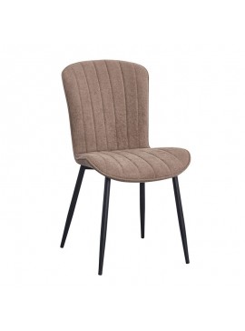 WOODWELL ΕΜ7915,2KELLY Καρέκλα Τραπεζαρίας Μέταλλο Βαφή Μαύρο, Ύφασμα Mini Boucle Cappuccino 46x58x85cm ΕΜ7915,2