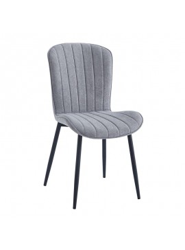 WOODWELL ΕΜ7915,1KELLY Καρέκλα Τραπεζαρίας Μέταλλο Βαφή Μαύρο, Ύφασμα Mini Boucle Grey 46x58x85cm ΕΜ7915,1