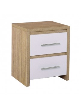WOODWELL KENNEL Κομοδίνο 2 Συρτάρια, Απόχρωση Sonoma Άσπρο  47x39x57cm Ε765,1