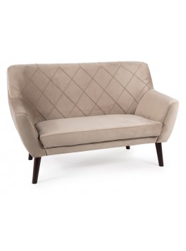SOFA KIER 2 VELVET C. BEŻ BLUVEL 40 / WENGE DIOMMI-80-3174