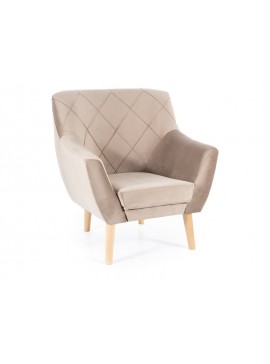 FOTEL KIER 1 VELVET C.BEŻ BLUVEL 40 / BUK DIOMMI-80-2838