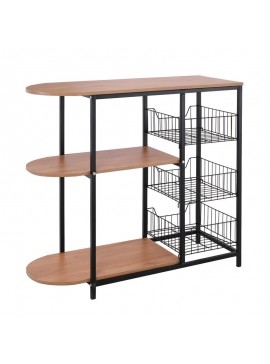 WOODWELL ΕΜ460KITCHEN Τροφοθήκη, Μέταλλο Βαφή Μαύρο, Απόχρωση Natural Oak 80x33x75cm ΕΜ460
