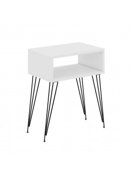 ΚΟΜΟΔΙΝΟ TODD HM18184.01 ΜΕΛΑΜΙΝΗ ΣΕ ΛΕΥΚΟ-ΜΕΤΑΛ.ΜΑΥΡΑ ΠΟΔΙΑ 45x30x58Υεκ.