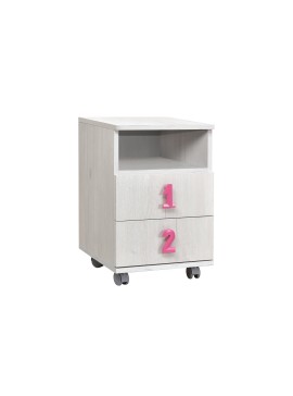 MATIS Κομοδίνο Numero 2F άσπρος δρυς/ ροζ 40x42x60 MATIS585617