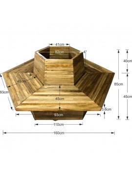 Tesias Παγκάκι Γλάστρα 2 ατόμων εξάγωνη - Δ160x85-Tesias  TES-161