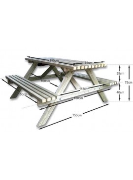 Tesias Ξύλινο τραπέζι πικ-νικ για κήπο ή παραλία-Tesias  TES-0800p