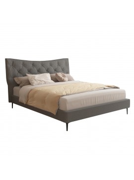 ΚΡΕΒΑΤΙ ΔΙΠΛΟ JILL HM737.01 ΥΦΑΣΜΑ ΣΕ ΓΚΡΙ--ΓΙΑ ΣΤΡΩΜΑ 160x200εκ.