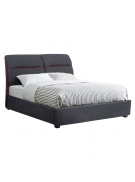 Intrahome ΚΡΕΒΑΤΙ KENDRCASABLANCA ΔΙΠΛΟ ΓΙΑ ΣΤΡΩΜΑ 150x200 εκ. ΜΕ ΥΦΑΣΜΑ ΓΚΡΙ ΚΑΙ ΚΟΚΚΙΝΗ ΡΙΓΑ intraho-1610599