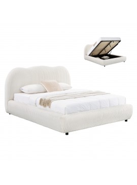 ΚΡΕΒΑΤΙ ΜΕ ΑΠΟΘ.ΧΩΡΟ KALLY HM729.03 ΜΠΕΖ FAUX FUR ΥΦΑΣΜΑ--ΓΙΑ ΣΤΡΩΜΑ 160x200εκ